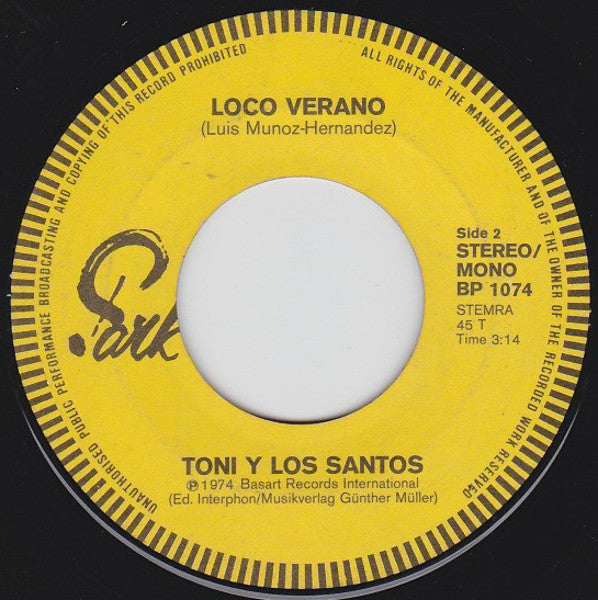 Toni Y Los Santos : Trico-Trico-Tra (7",45 RPM,Single)