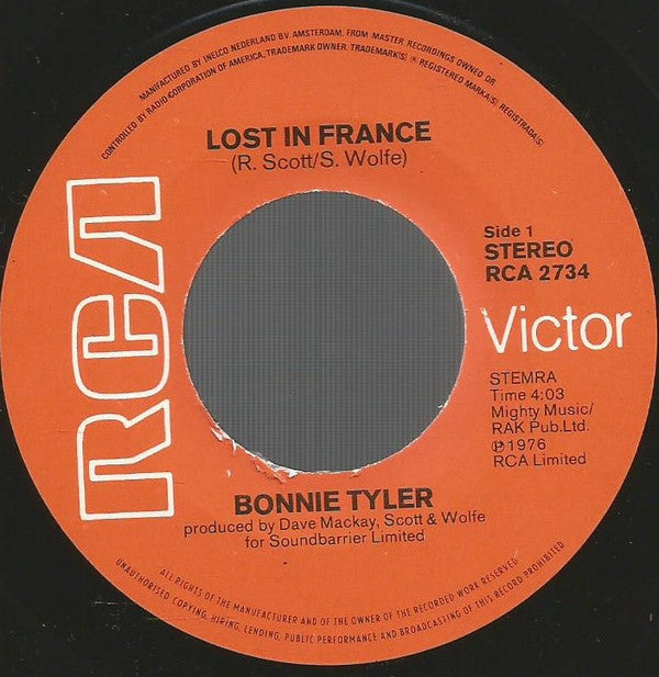 Bonnie Tyler : Lost In France (7",Single)