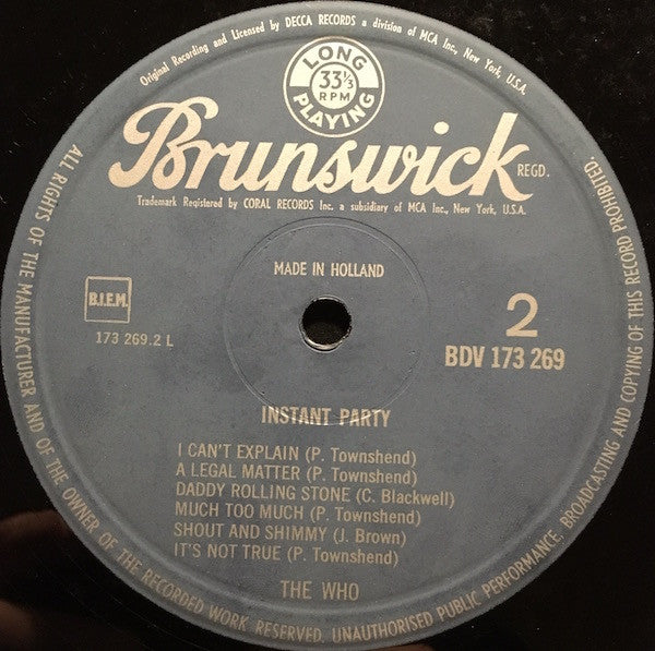 Who, The : Instant Party (LP,Compilation)