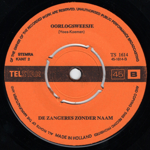 Zangeres Zonder Naam : Slavenkoor (Zwarte Slaven) (7",Single,45 RPM)