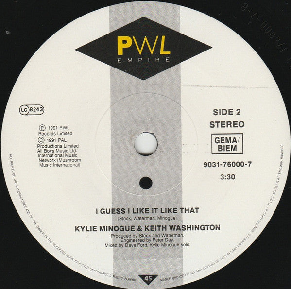 Kylie Minogue & Keith Washington : If You Were With Me Now (7",45 RPM,Single,Stereo)