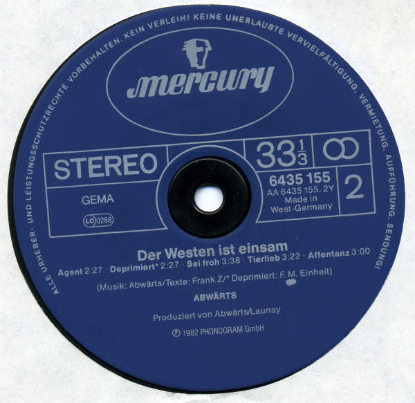 Abwärts : Der Westen Ist Einsam (LP,Album)