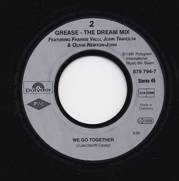 Frankie Valli, John Travolta And Olivia Newton-John : Grease - The Dream Mix (7",45 RPM,Single)