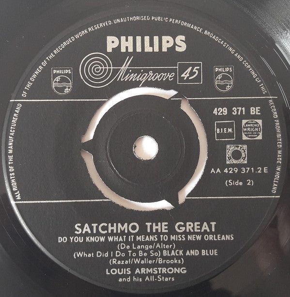 Louis Armstrong And His All-Stars : Satchmo The Great (7",EP,45 RPM)