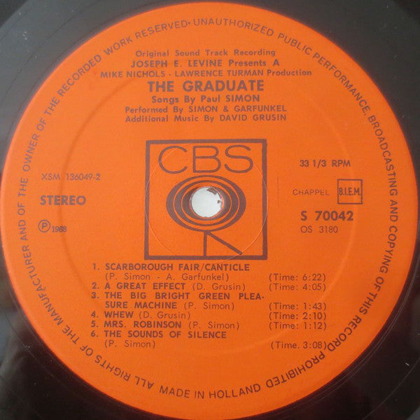 Paul Simon, Simon & Garfunkel, Dave Grusin : The Graduate (The Original Soundtrack Recording) (LP,Album,Stereo)