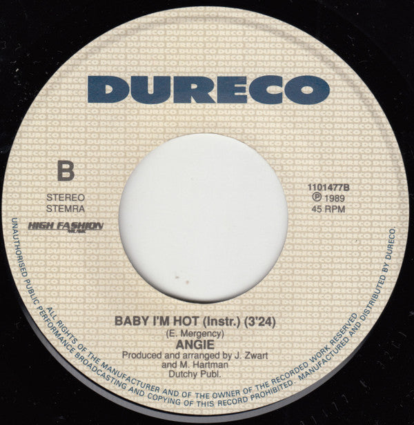 Angie Van Burg : Baby I'm Hot (7",45 RPM,Single,Stereo)