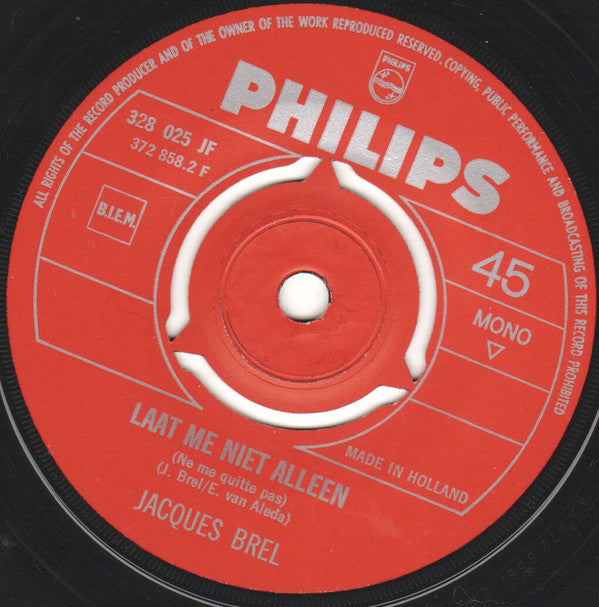 Jacques Brel : Laat Me Niet Alleen (Ne Me Quitte Pas) / Marieke (7",45 RPM,Single,Reissue,Mono)