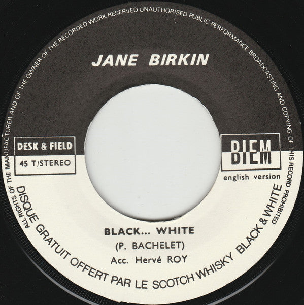 Jane Birkin : Black... White (7",45 RPM,Single,Stereo)
