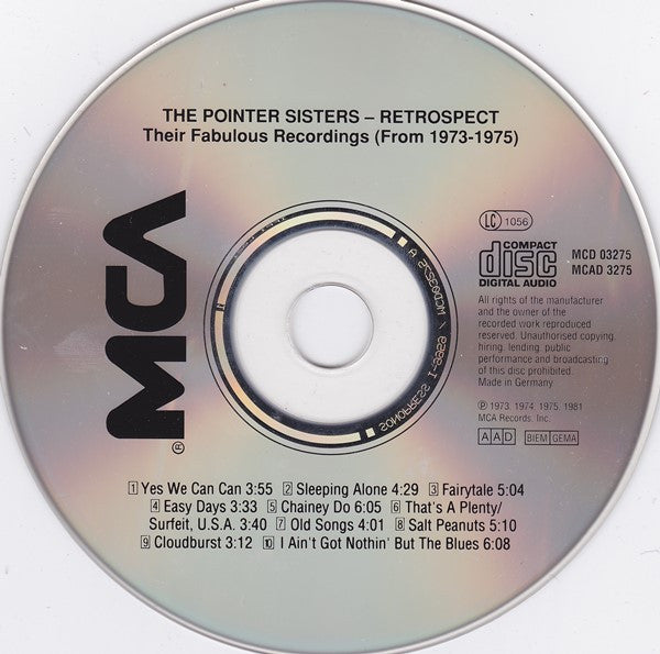 Pointer Sisters : Retrospect - Their Fabulous Recordings (From 1973-1975) (Compilation,Stereo)