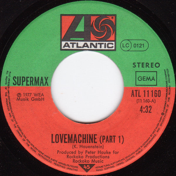 Supermax : Love Machine (Part I & II) (7",45 RPM,Single,Stereo)