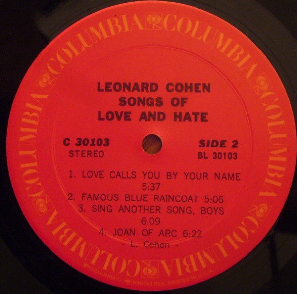 Leonard Cohen : Songs Of Love And Hate (LP,Album)
