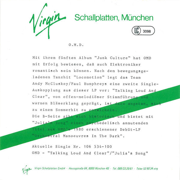 Orchestral Manoeuvres In The Dark : Talking Loud And Clear (7",45 RPM,Single)