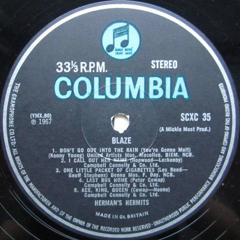 Herman's Hermits : Blaze (LP,Album,Stereo)
