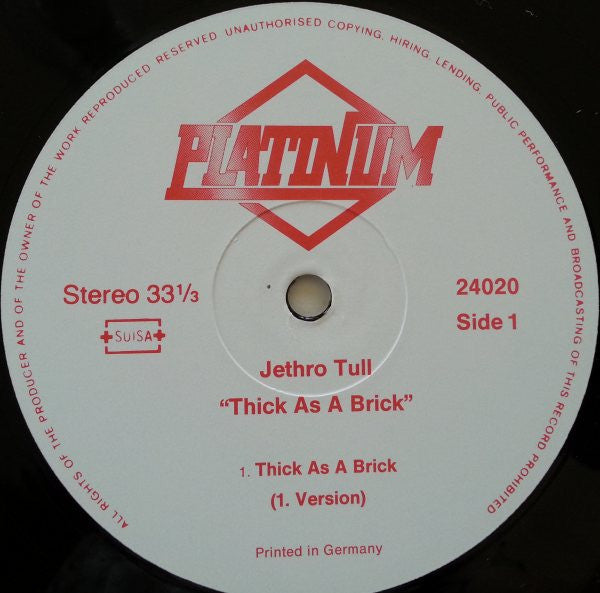 Jethro Tull : Thick As A Brick (LP,Album,Reissue)