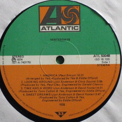 Yes : Yesterdays (LP,Compilation)