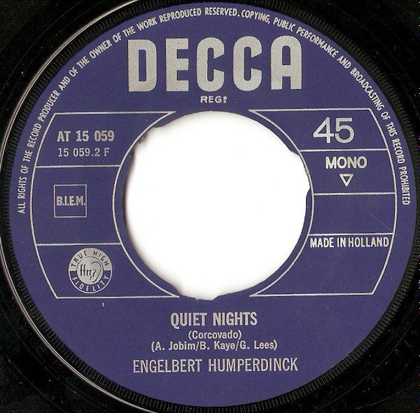 Engelbert Humperdinck : What Now My Love (7",45 RPM,Single,Mono)