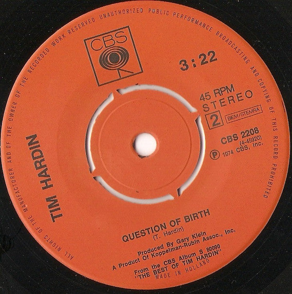 Tim Hardin : Simple Song Of Freedom (7",45 RPM,Single,Reissue,Stereo)