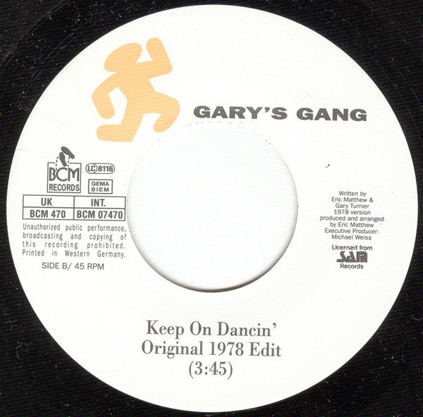 Gary's Gang : Keep On Dancin' 1990 (7",Single)