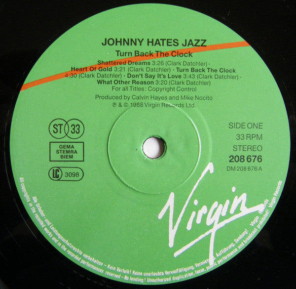 Johnny Hates Jazz : Turn Back The Clock (LP,Album,Stereo)