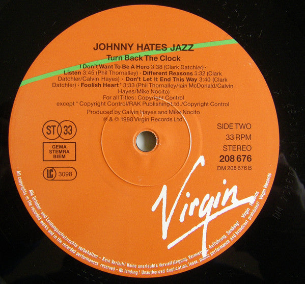 Johnny Hates Jazz : Turn Back The Clock (LP,Album,Stereo)