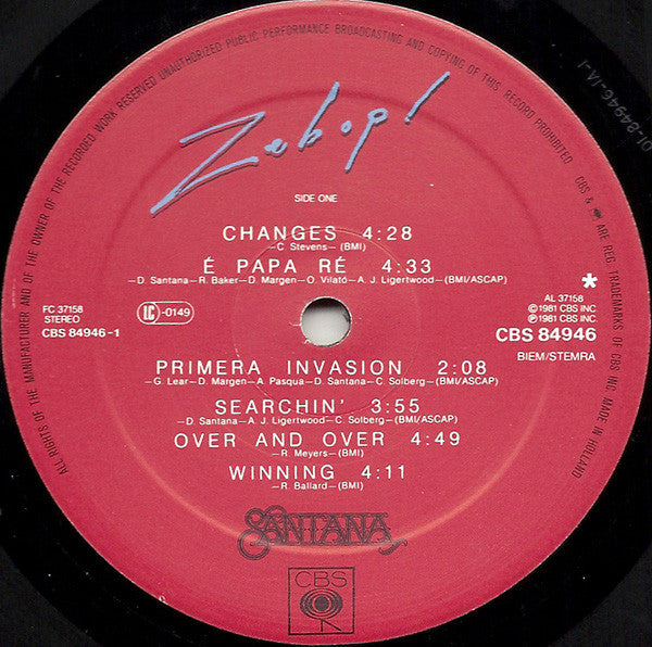 Santana : Zebop! (LP,Album,Stereo)