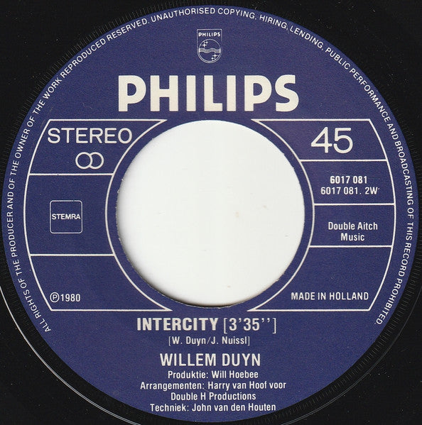 Willem Duyn : Zal Ik Een Krekel Wezen (7",45 RPM,Single,Stereo)
