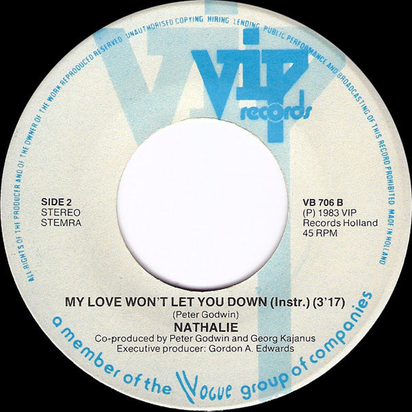 Nathalie : My Love Won't Let You Down (7",45 RPM,Single,Stereo)