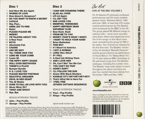 Beatles, The : On Air - Live At The BBC Volume 2 (Album,Remastered,Mono)