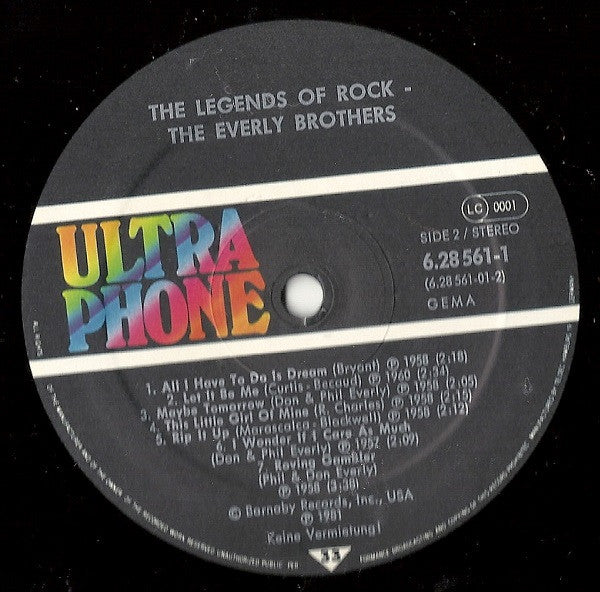 Everly Brothers : The Legends Of Rock (LP,Compilation)