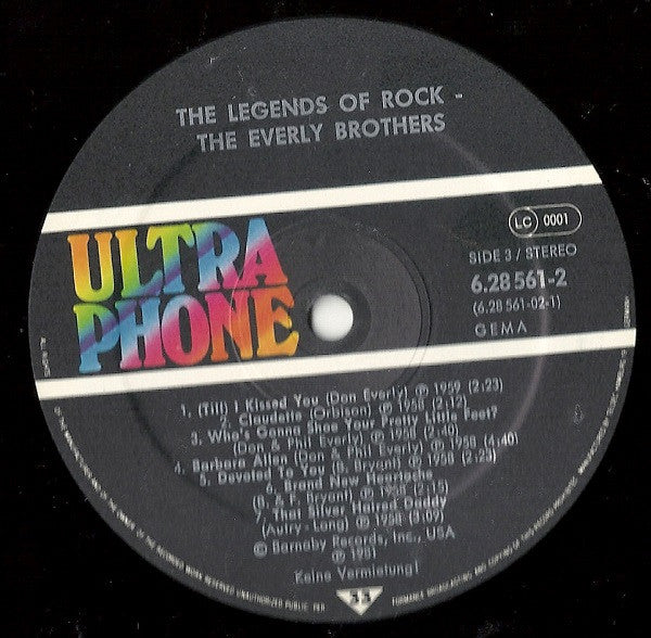 Everly Brothers : The Legends Of Rock (LP,Compilation)
