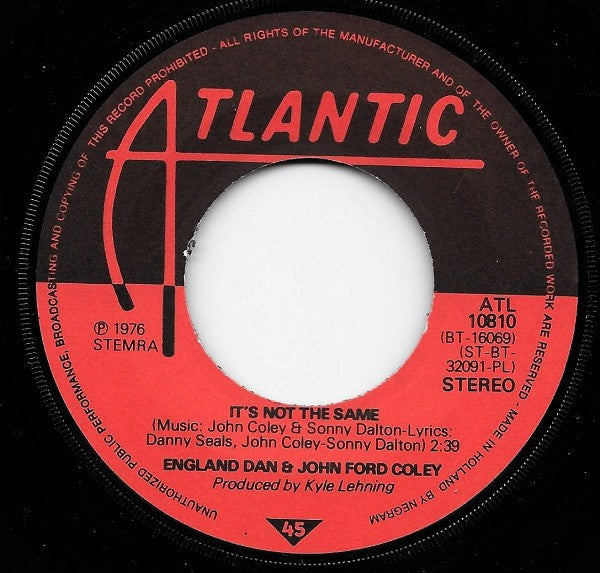 England Dan & John Ford Coley : (I'd Really) Love To See You Tonight (7",45 RPM,Single)