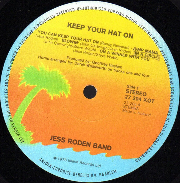 Jess Roden Band, The : Keep Your Hat On (LP,Album)