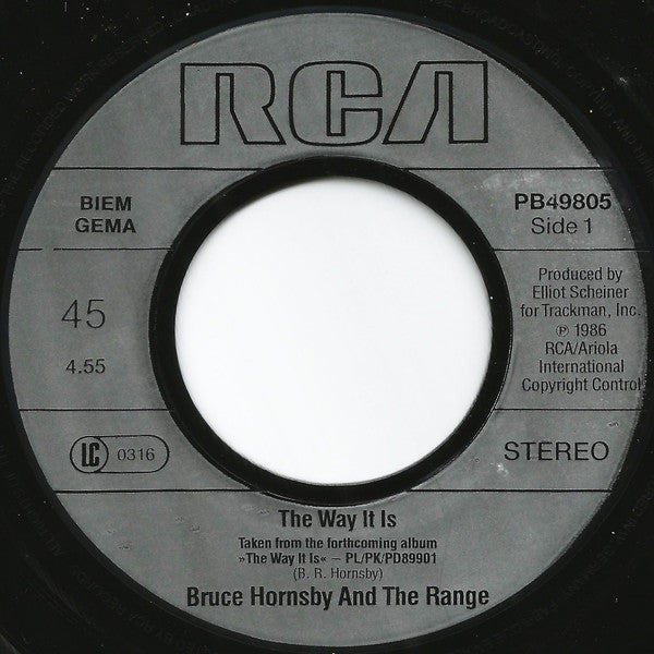 Bruce Hornsby And The Range : The Way It Is (7",45 RPM,Single,Stereo)