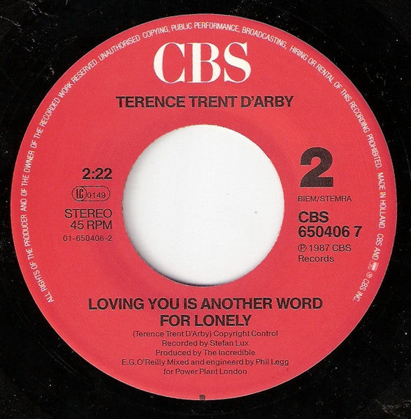 Terence Trent D'Arby : If You Let Me Stay (7",45 RPM,Single,Stereo)
