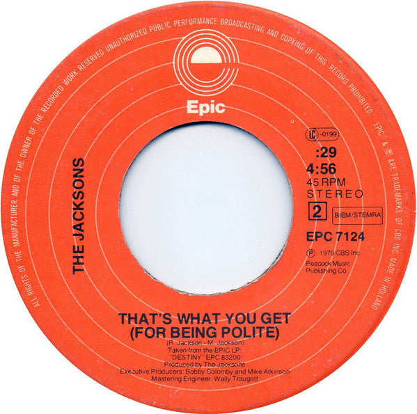 Jacksons, The : Shake Your Body (Down To The Ground) (7",45 RPM,Single)