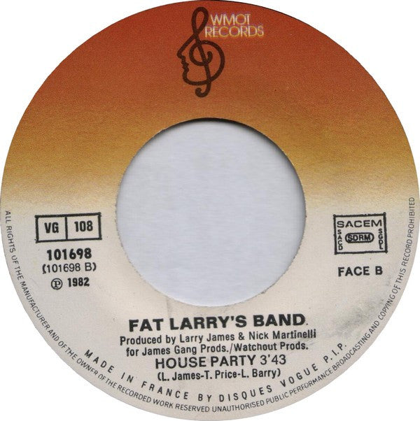 Fat Larry's Band : Zoom (7",45 RPM,Single)
