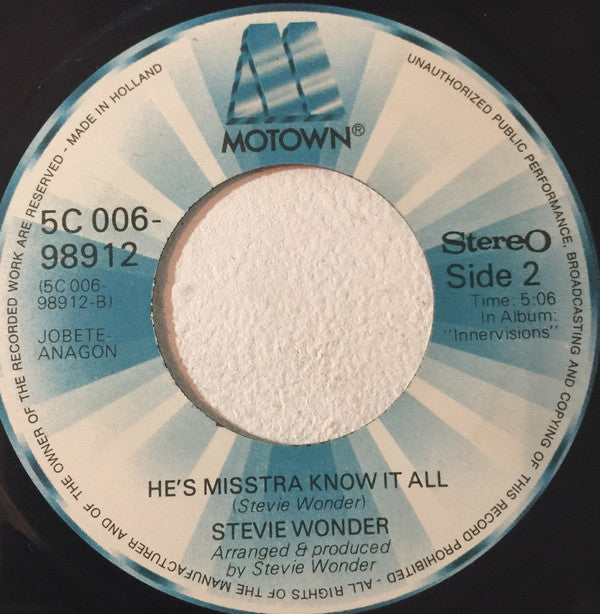 Stevie Wonder : Sir Duke (7",45 RPM,Single)