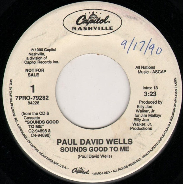 Paul David Wells : Sounds Good To Me (7",45 RPM,Promo)