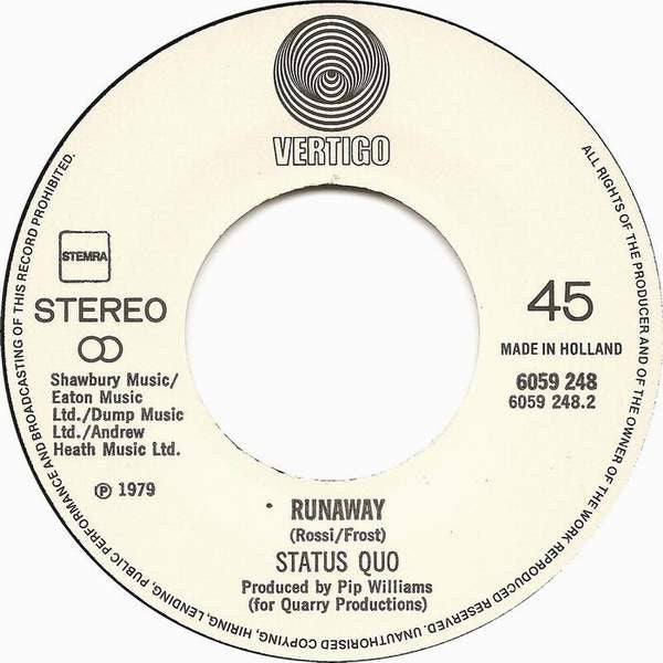 Status Quo : Living On An Island / Runaway (7",Single)