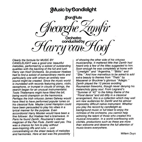 Gheorghe Zamfir & Harry van Hoof : Music By Candlelight (Album)