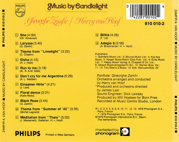 Gheorghe Zamfir & Harry van Hoof : Music By Candlelight (Album)