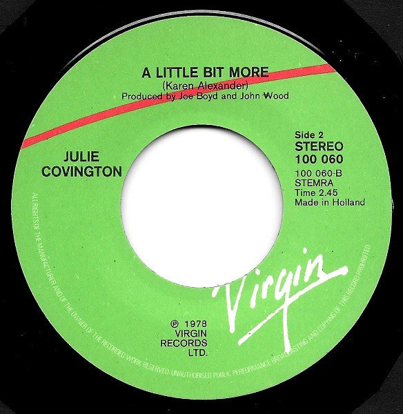 Julie Covington : (I Want To See The) Bright Lights (7",45 RPM,Single,Stereo)