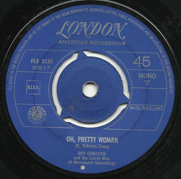 Roy Orbison & The Candy Men : Oh, Pretty Woman / Yo Te Amo Maria (7",45 RPM,Single,Mono)