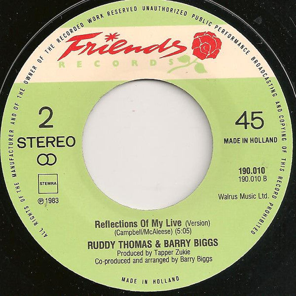 Ruddy Thomas & Barry Biggs : Reflections Of My Life (7",Single,45 RPM)
