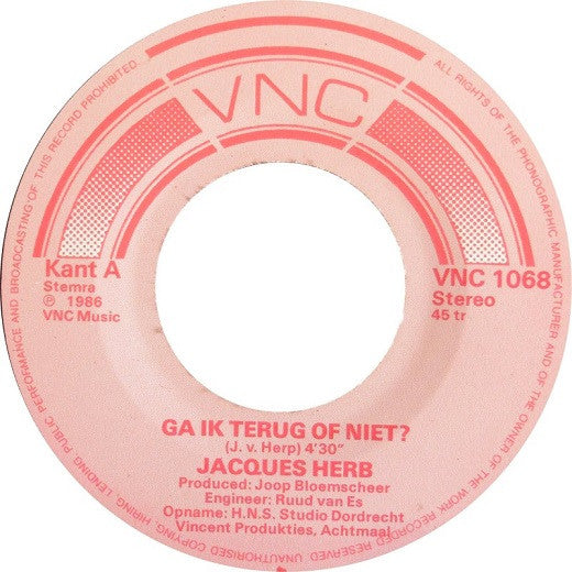 Jacques Herb : Ga Ik Terug Of Niet ? (7",45 RPM,Single)