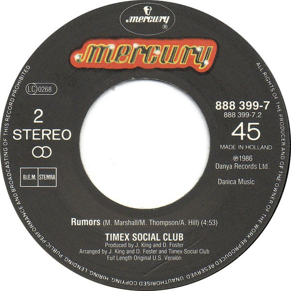 Timex Social Club : Thinkin' About Ya (7",45 RPM,Single)