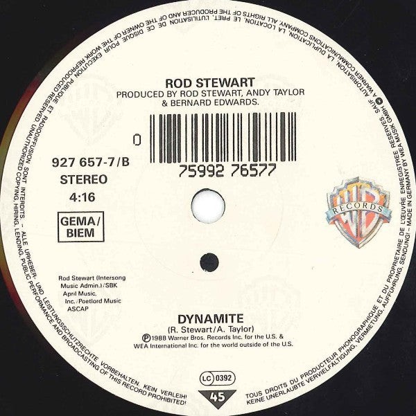Rod Stewart : Crazy About Her (7",45 RPM,Single,Stereo)