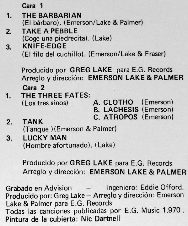 Emerson, Lake & Palmer : Emerson, Lake & Palmer (LP, Album, RE)