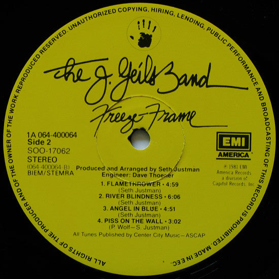 J. Geils Band, The : Freeze-Frame (LP,Album,Stereo)