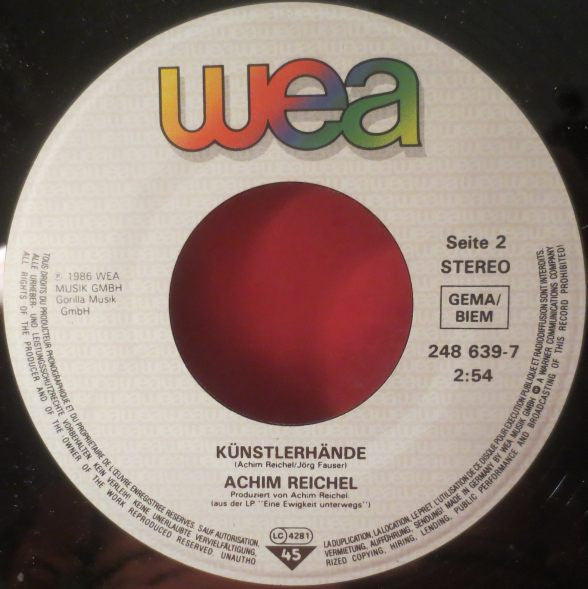 Achim Reichel : Eine Ewigkeit Unterwegs (7",45 RPM,Single)